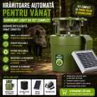Hrănitoare Automată pentru Vânat EUROHUNT Light 6V SET Complet – Panou Solar, Acumulator și Încărcător Incluse | Programare Digitală până la 6 Hrăniri/Zi
