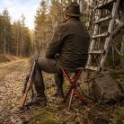 Scaun Trepied de Vânătoare Wald & Forst cu Șezut din Piele – Stabil și Ușor de Transportat