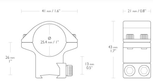 Inele Hawke 1" medii 9-11 mm