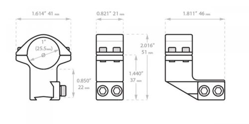 Inele Hawke 1" inalte 9-11 mm deplasate