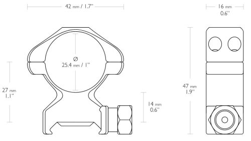 Inele Hawke Precision 1", Weaver, inalte, otel