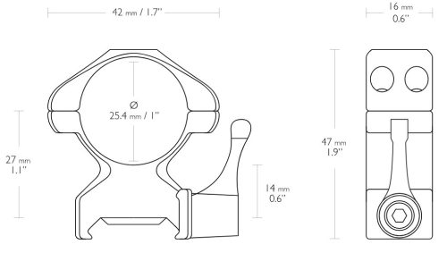 Inele Hawke Precision 1", Weaver, inalte, otel, detasabile