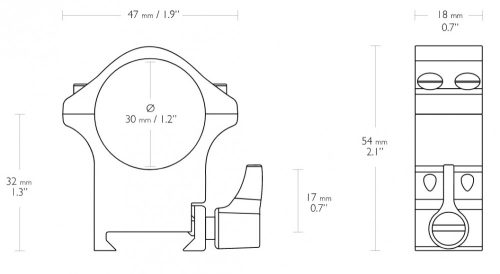 Inele Hawke Professional 30 mm, Weaver, inalte, otel, detasabile