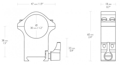 Inele Hawke Professional 30 mm, Weaver, extra inalte, otel, detasabile