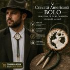 Cravată Americană Bolo din Corn de Cerb Carpatin – Sculptată Manual, Motiv Cerb, Cadou Premium pentru Vânători