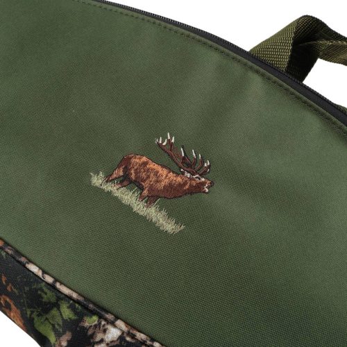 Husă pentru armă Forsport 112 cm Forest Camo, căptușită, cu broderie cerb