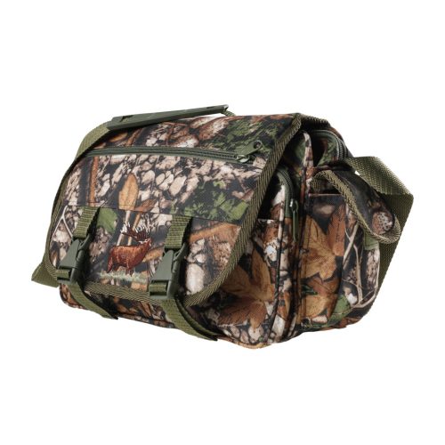 Geantă de vânătoare Forsport cu șezut, camuflaj forestier, broderie cerb