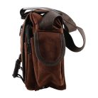 Geantă de vânătoare Forsport maro, aspect piele întoarsă, cu broderie cerb