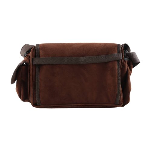 Geantă de vânătoare Forsport maro, aspect piele întoarsă, cu broderie cerb
