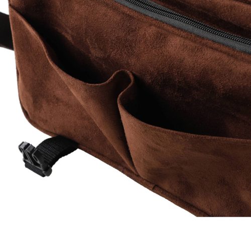 Geantă de vânătoare Forsport maro, aspect piele întoarsă, cu broderie cerb