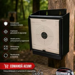   Țintă metalică Umarex Pellet Trap 14x14 cm – capcană pentru alice, până la 32 J, cu 10 ținte incluse