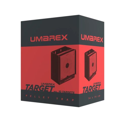 Țintă metalică Umarex Pellet Trap 14x14 cm – capcană pentru alice, până la 32 J, cu 10 ținte incluse