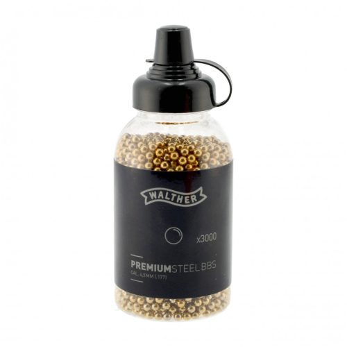 Bile Oțel Walther Premium Gold 4.5 mm (BBs) – Flacon 3000 Bucăți cu Dozator Rapid