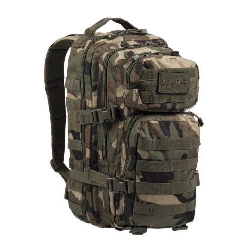 Rucsac tactic Mil-Tec Assault Pack Small 20 L Woodland – MOLLE, compact și rezistent