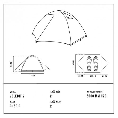 Cort Alpinus Velebit 2 Green – Cort Hiking 2 Persoane