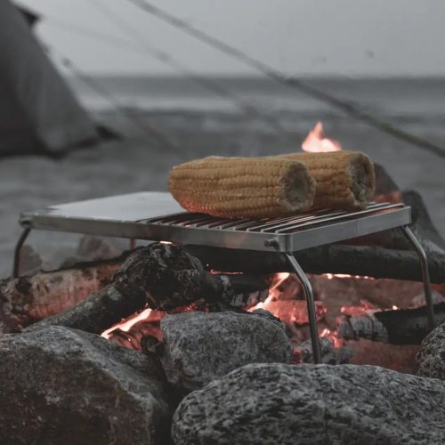 Grătar pliabil Easy Camp din inox pentru foc de tabără, cu husă de transport