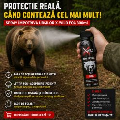   Spray Împotriva Urșilor X-WILD Fog 300 ml – Bear Spray Profesional, Protecție Rapidă până la 10 m pentru Vânătoare și Outdoor